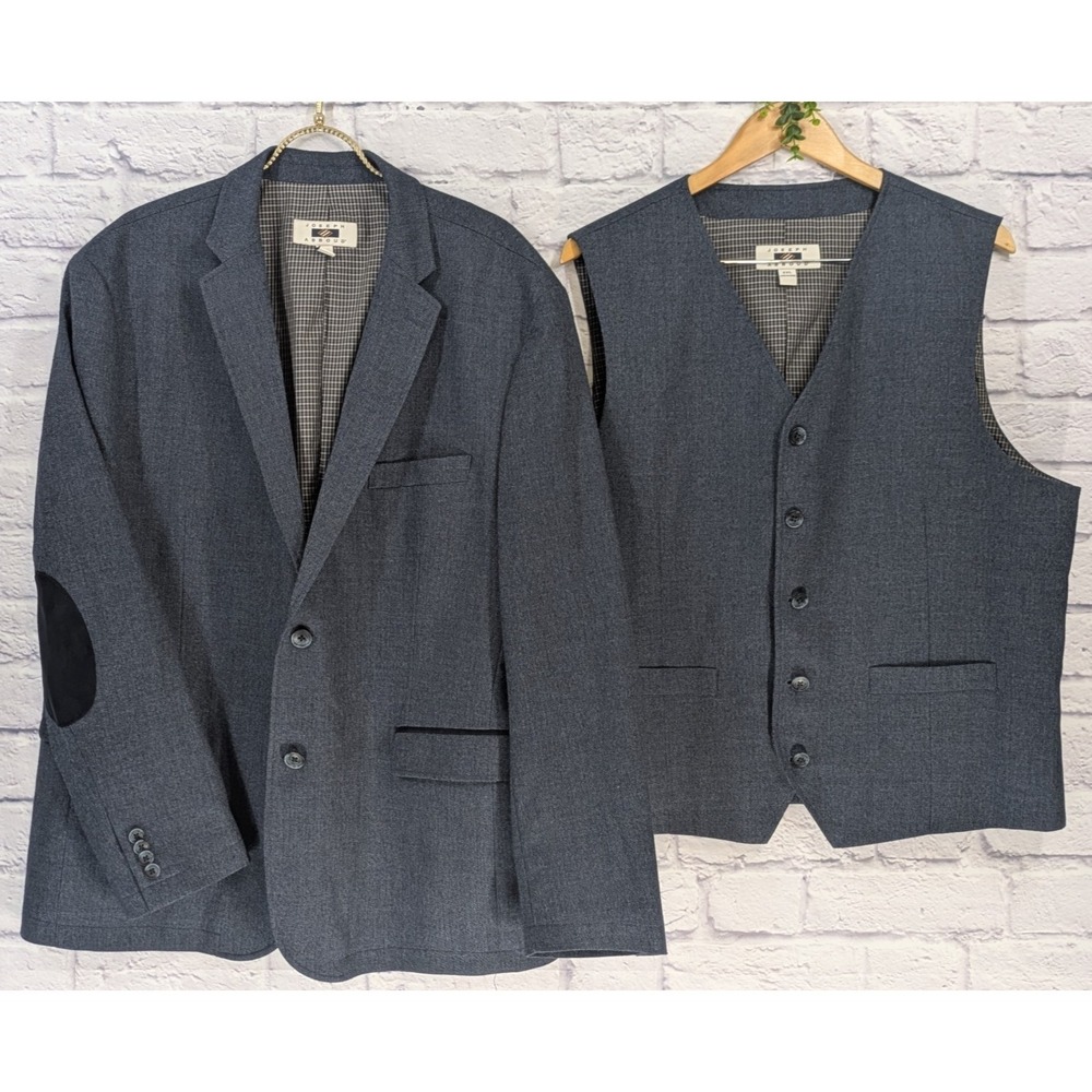 2XL JACKET & VEST! Joseph‎ Abboud Blazer Men Elbow Patches Wool Blend Sport Coat